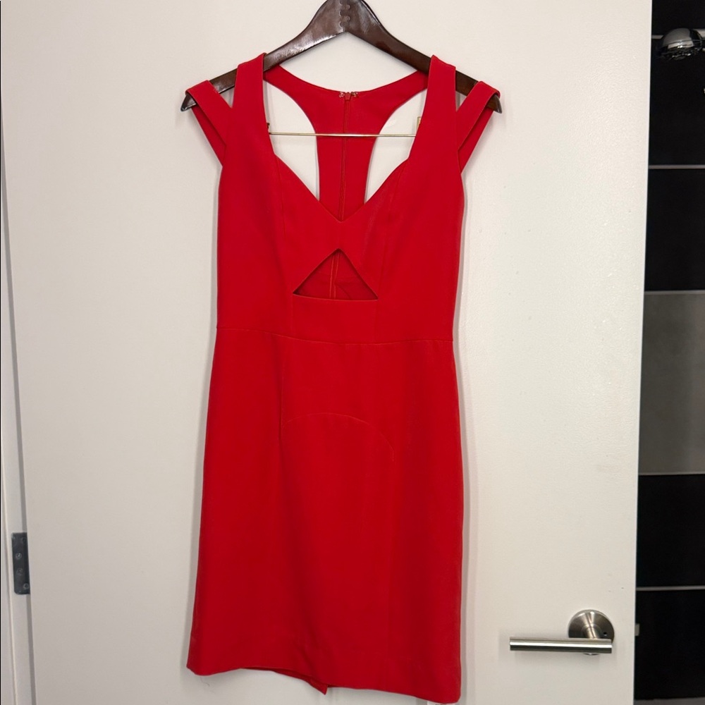 Elegant Red Milly Sleeveless Dress with Cutouts - size 4